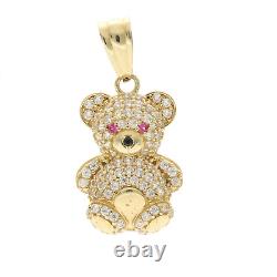 10 Karat Gold Mini Teddy Bear Charm with Zirconium Stones