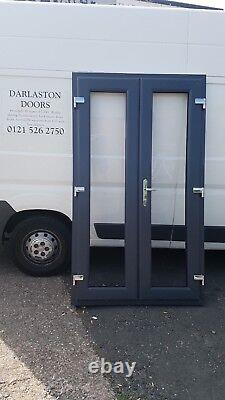 Anthracite Grey Both Sides Upvc French Patio Door With Glass Locks Free Delivery