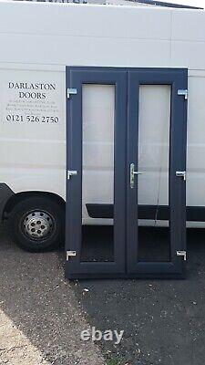 Anthracite Grey On White Upvc French Doors 1500mm X 2100mm Open In/out