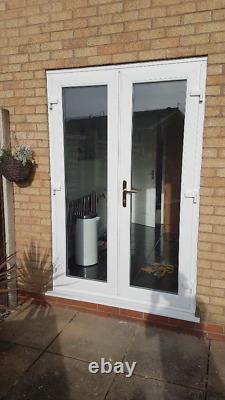 Anthracite Grey On White Upvc French Doors 1500mm X 2100mm Open In/out