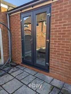 Anthracite Grey on white French Doors Double Glazed New Available in All Sizes