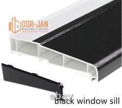 Black Cill 150mm uPVC External Sill for Window Door Patio Plastic + Caps Outside