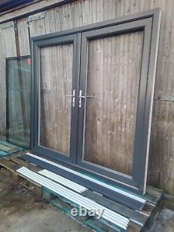 French Door W 2060 mm x H 2000 mm Gray Outside White Inside Double Doors Patio
