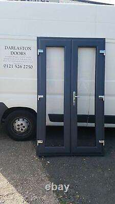 Grey Or Grey On White Upvc French / Patio Door With Glass Free Delivery