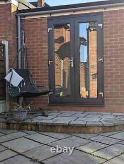 New Anthracite Grey On White Upvc French / Patio Doors 1800mm X 2100mm