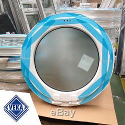 UPVC -Window plastic Round circular FROSTED glass PVC Double VEKA- handle on top