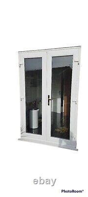 White Upvc French Doors 1300mm X 2100mm Locks Handles Toughened Glass In Stock