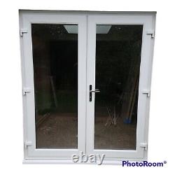 White Upvc French Doors 1500 X 2040mm Locks Handle Toughened Glass Free Delivery