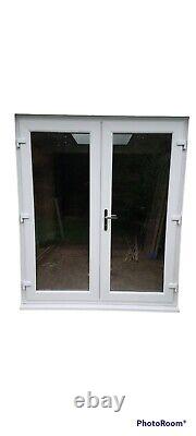 White Upvc French Doors+ Side Panels Locks Handles Maximum 2400mm Width Glass